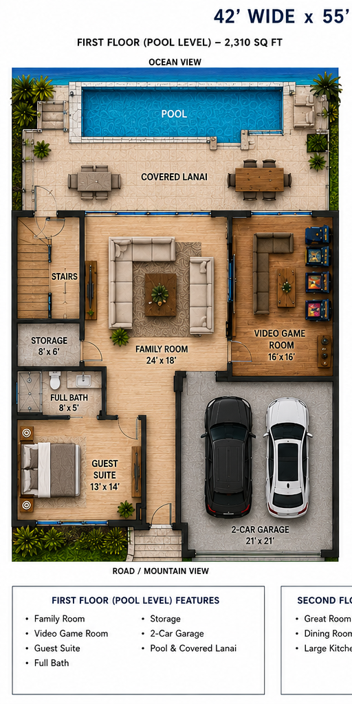 First Floor — Pool Level